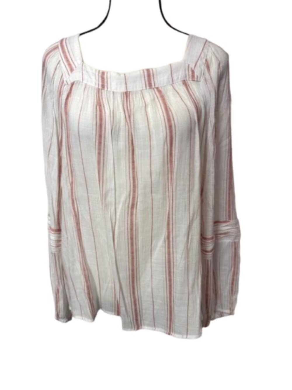 2/$30 LC Lauren Conrad White & Dusty Rose Stripes Peasant Top Sz.XL #2409